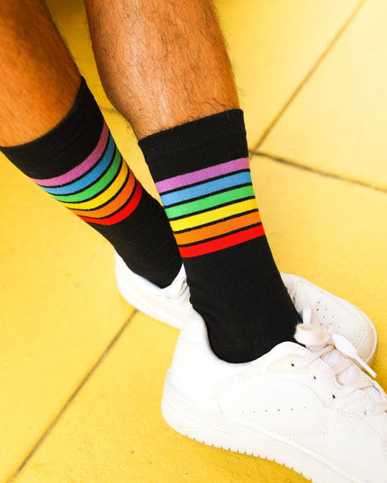 Black Rainbow Socks (Fits Sizes 8-11M)