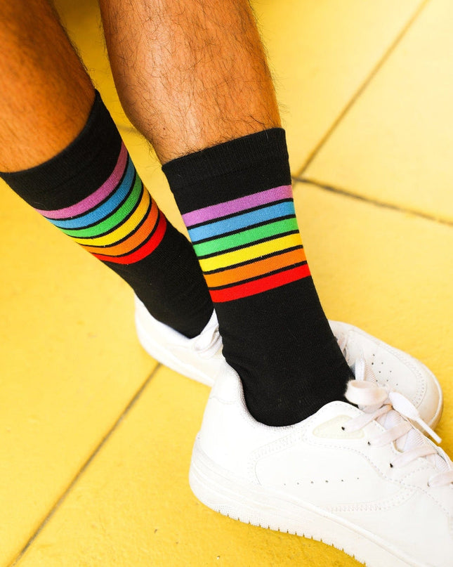 Black Rainbow Socks (Passer til størrelser 8-11M)