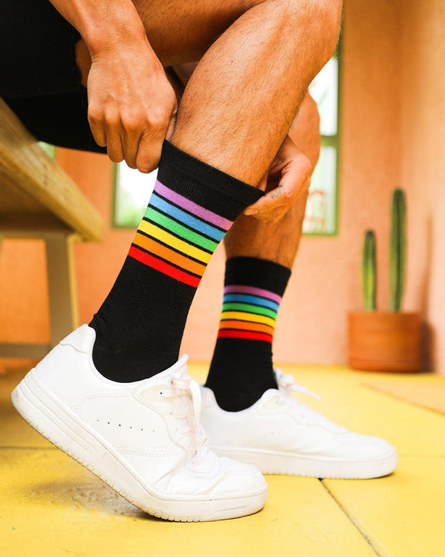 Black Rainbow Socks (Passer til størrelser 8-11M)