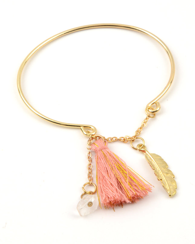 Pulsera Pom Pom Rosa Empolvado