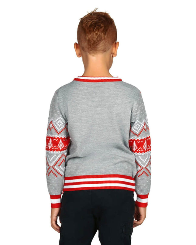 Drengs Sequin Rudolph Light Up Grimasse Juletrøje