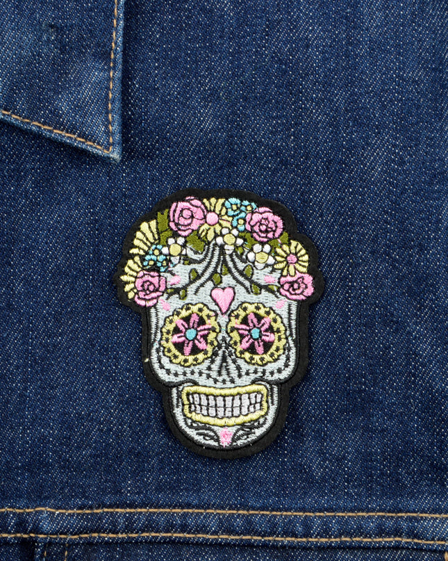 Floral Skull Patch til Halloween