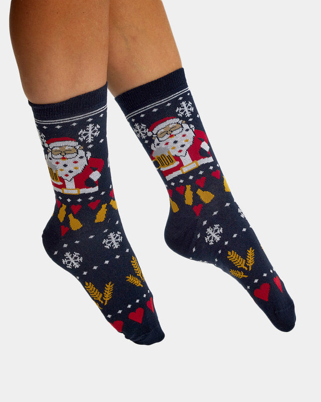 Unisex Christmas Socks with Santa and Beer