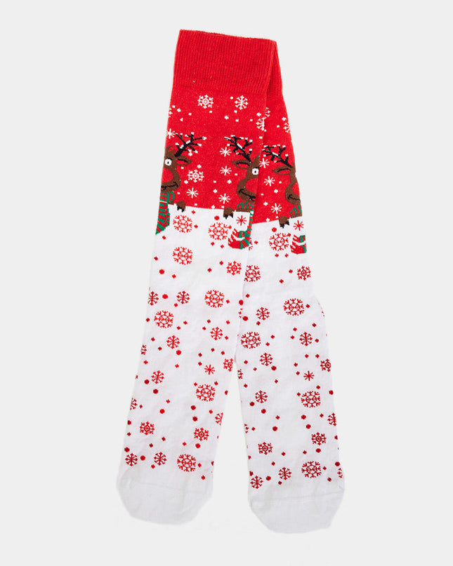 Unisex Red Reindeer Socks with Scarf