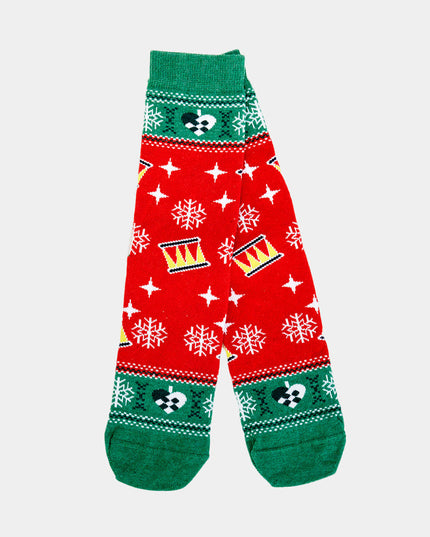 Unisex Red and Green Christmas Tree Socks