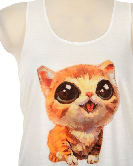 Cute Cat Graphic Sleeveless Top for Men and Women