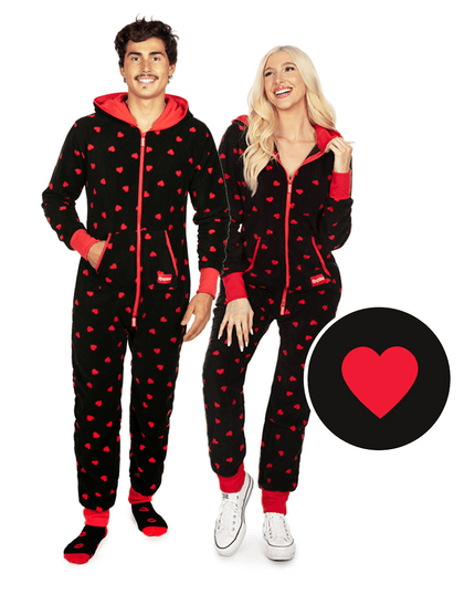 Matching Hearts on Fire Couples Jumpsuits