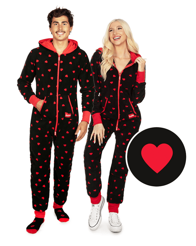 Matching Hearts on Fire Couples Jumpsuits