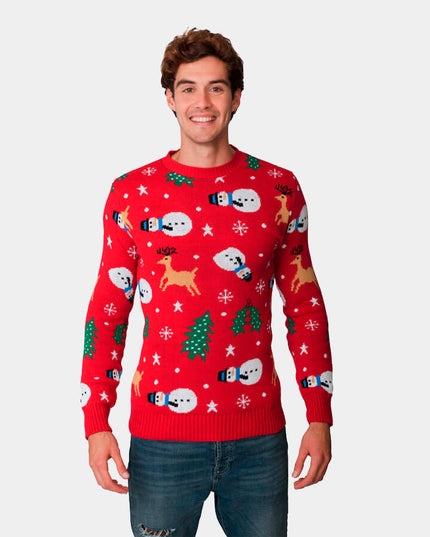 Suéter Rojo de Navidad para Mujeres con Muñeco de Nieve - Estilo Festivo