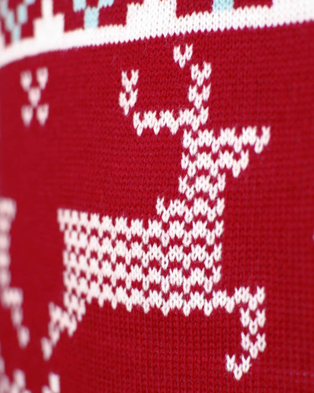 Classic Red Couples Christmas Sweater with Polar Stars