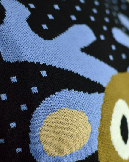 Blå 3D julesweater til mænd med rensdyr med rød næse