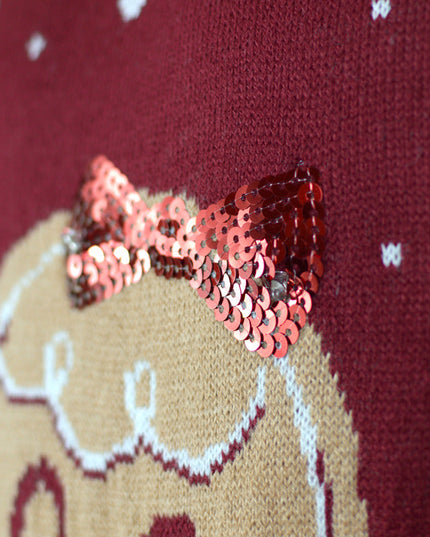 LED Red Ginger Cookie Christmas Sweater for Men