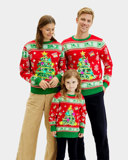 Kids Christmas Sweater Red with Light-Up Christmas Tree