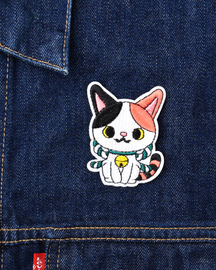 Bell Cat Patch - Whimsical Animal Embroidery