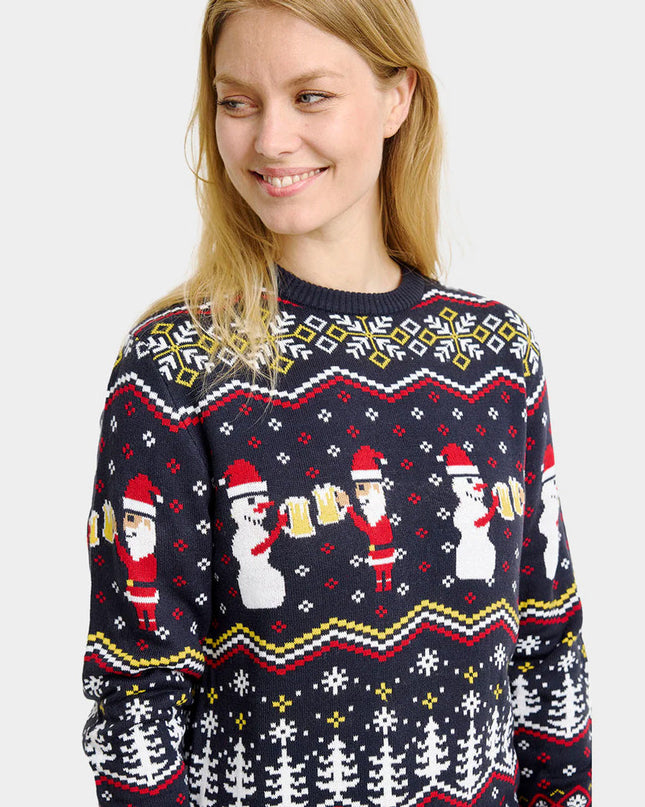Christmas Toast Sweater for Couples with Santa Theme