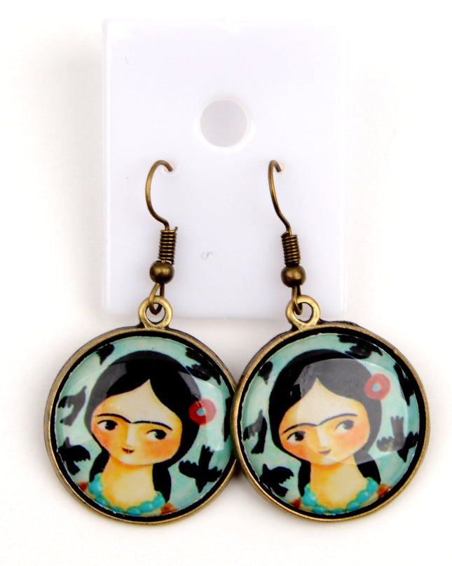 Frida Kahlo Art Earrings | Christmas and Halloween Jewelry for Women