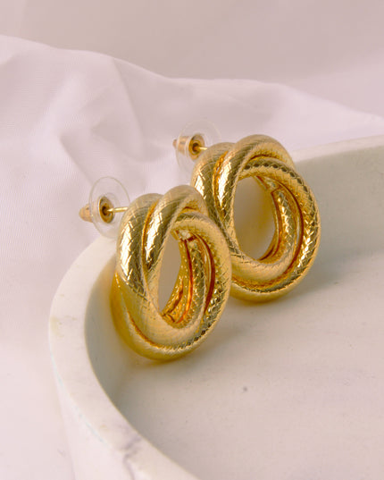 Earrings - Gold Knot Ribbed