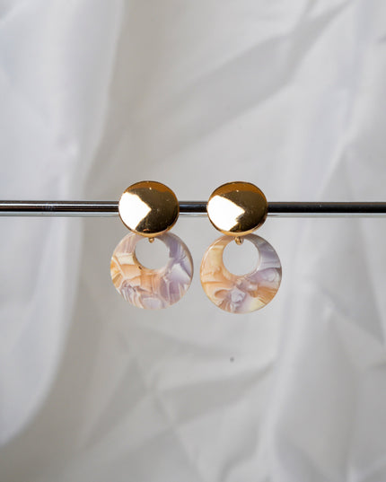 Earrings - Marble Beige Hoop