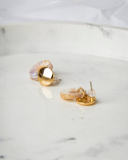 Marble Beige Hoop Earrings