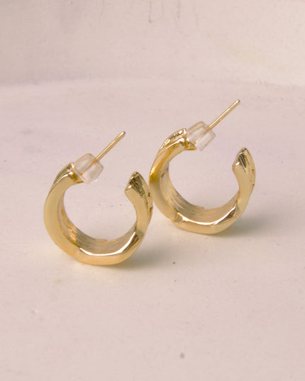 Gold Moon Ribbed Earrings