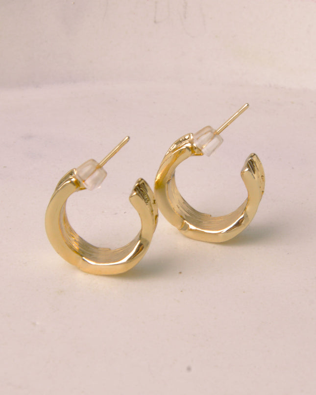 Gold Moon Ribbed Earrings