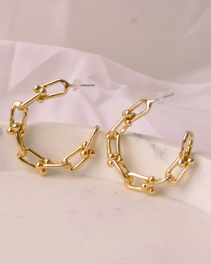 Earrings - Moon Gold Chain