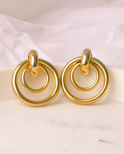 Earrings - Round Gold Double