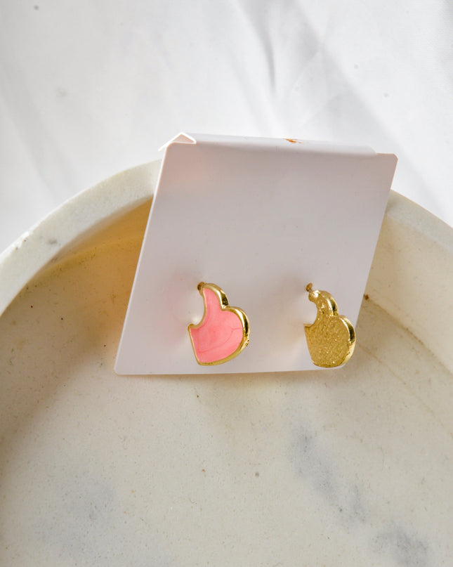 Pink Heart Piece Earrings