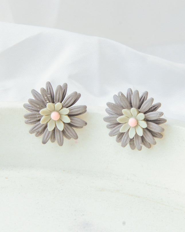 Gray Floral Earrings