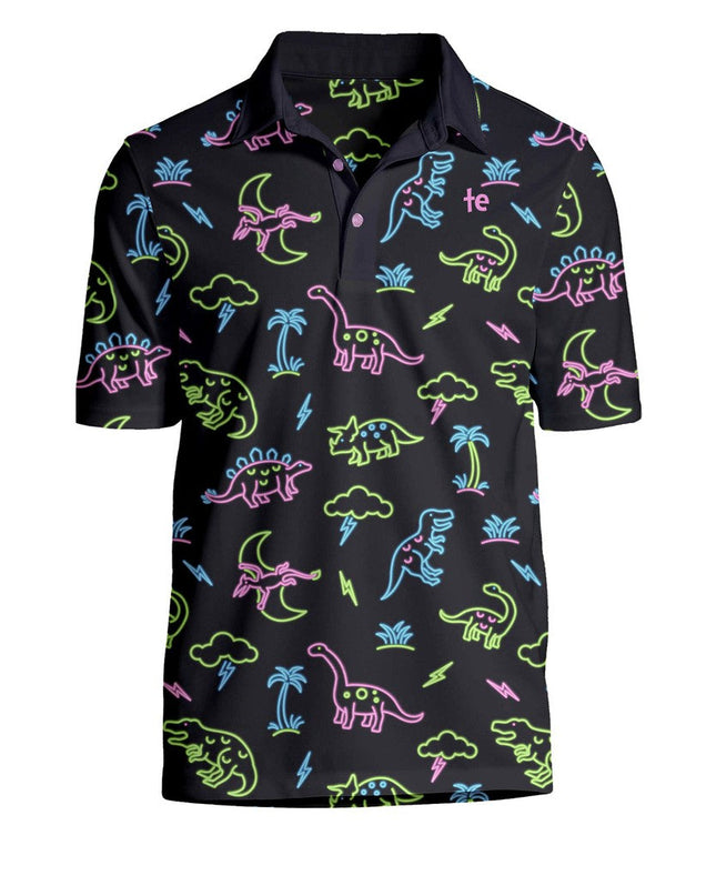 Men's Neon Dinosaur Golf Polo