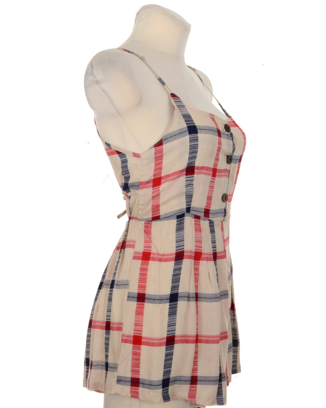 Button Romper - Checkered