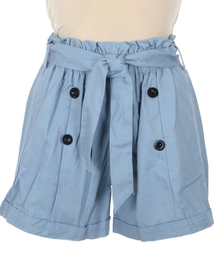 Buttoned Blue Shorts - Relaxed Fit