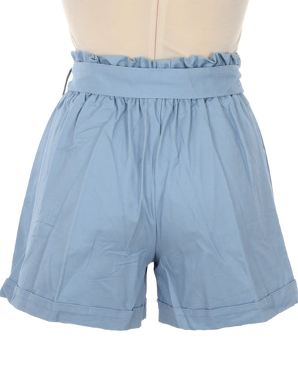Buttoned Blue Shorts - Relaxed Fit