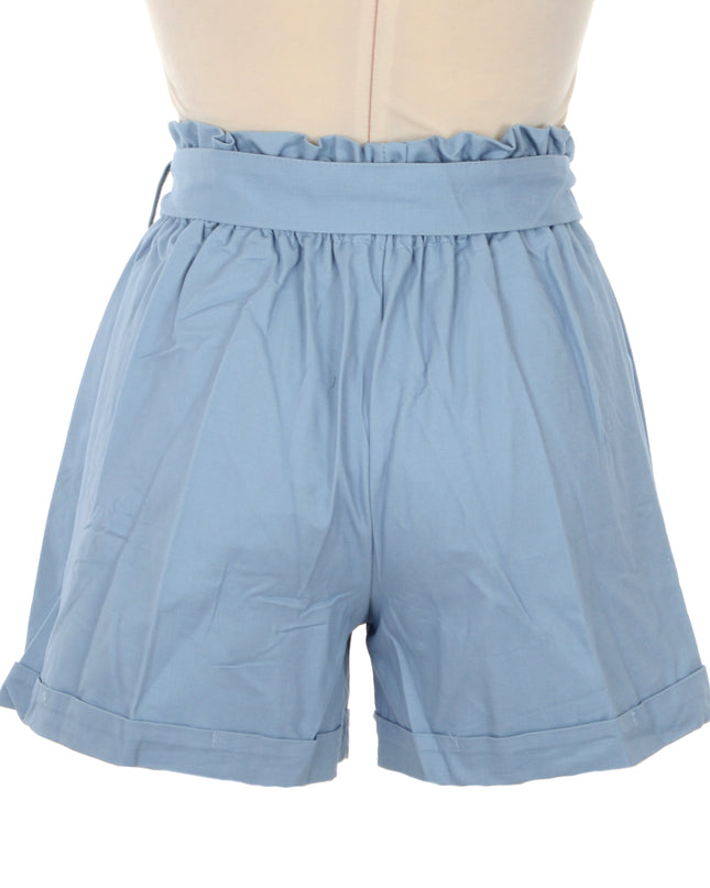 Buttoned Blue Shorts - Relaxed Fit