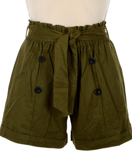 Buttoned Khaki Shorts - Casual Style