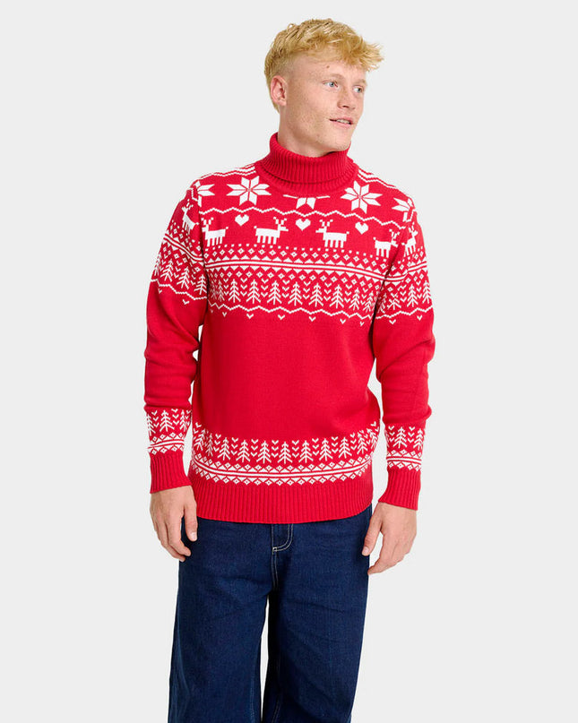 Men's Christmas Sweater "Greenlandish" with Roll Neck