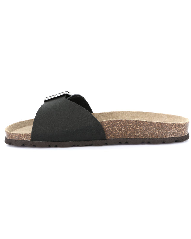 Grünland Black Single Strap Women's Slippers