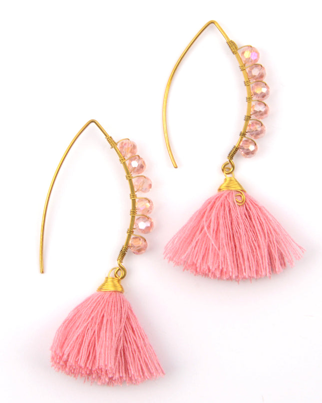 Pink Beaded Earrings for Christmas