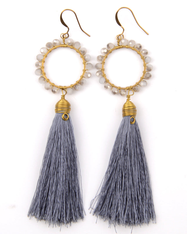 Gray Beaded Earrings for Christmas
