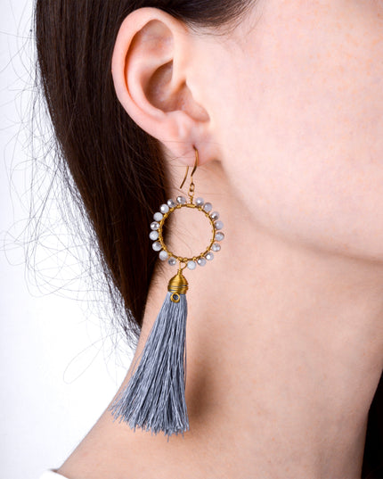 Beaded Earrings - Gray for Christmas