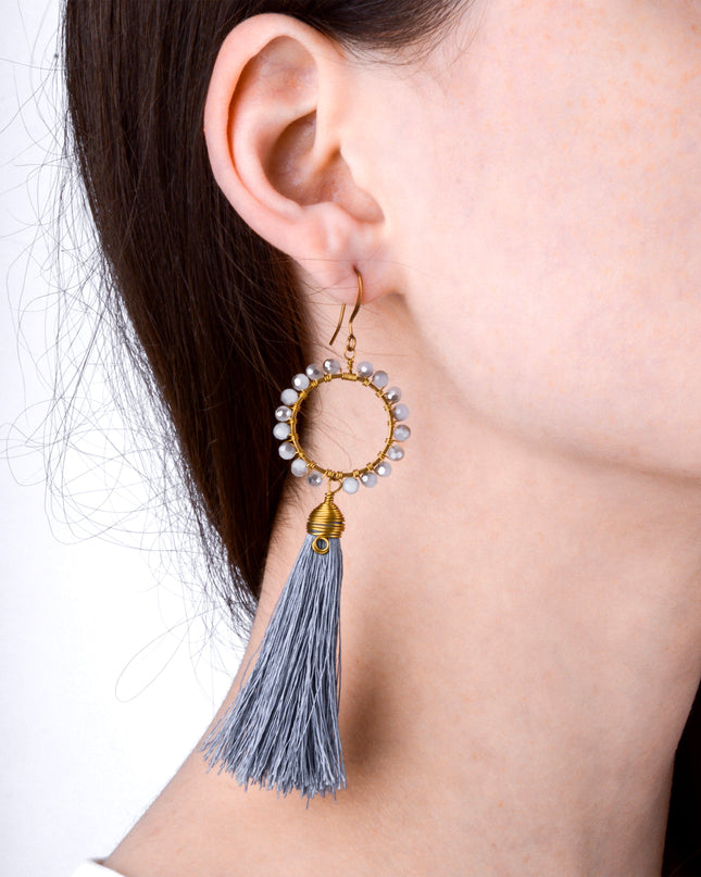 Beaded Earrings - Gray for Christmas