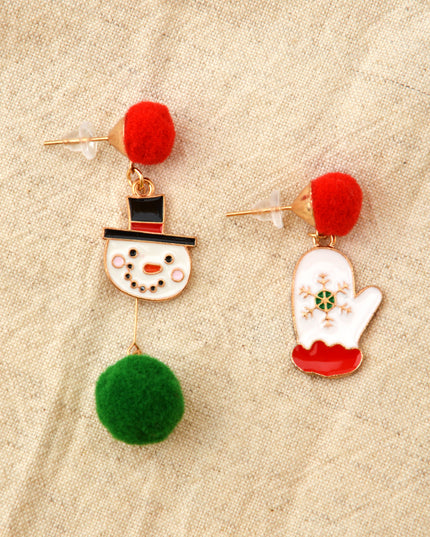 Christmas Earrings - Gloves and Mr. Snowman Design