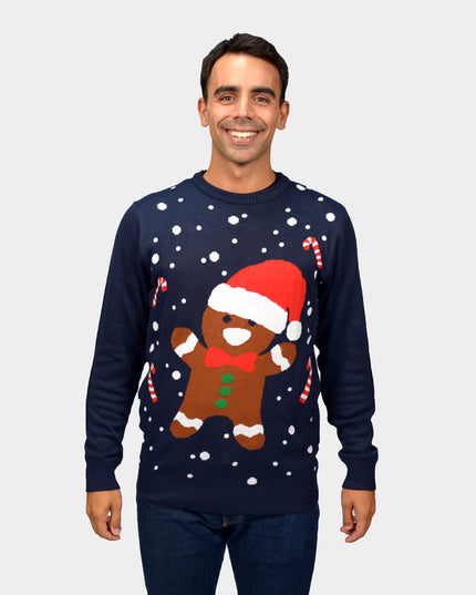 Blue Gingerbread Couples Christmas Sweater