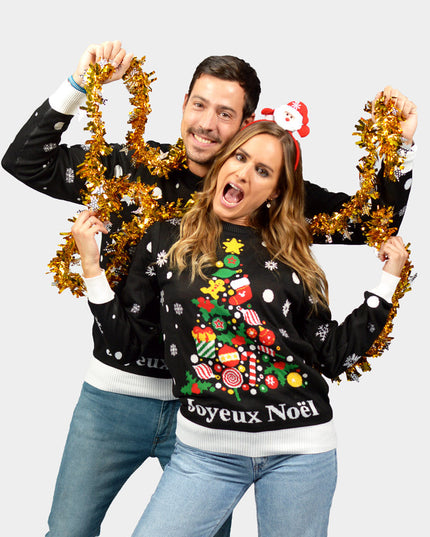 Suéter negro "Feliz Navidad" para parejas