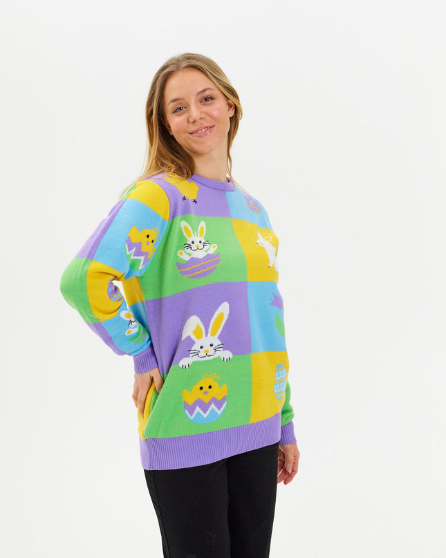 Patchwork Easter Sweater for Women