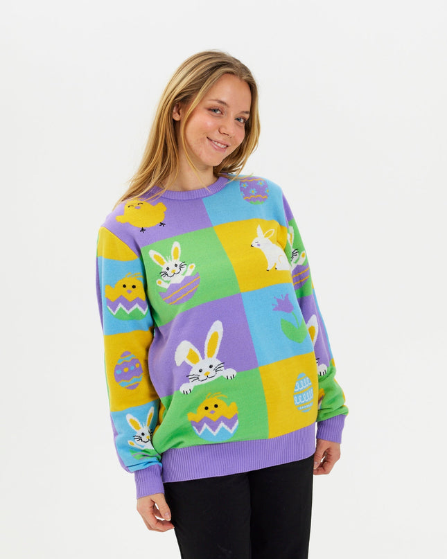 Patchwork Easter Sweater for Women