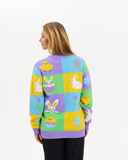Patchwork påske-sweater til mænd