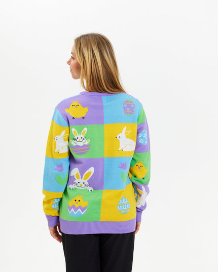 Patchwork påske-sweater til mænd