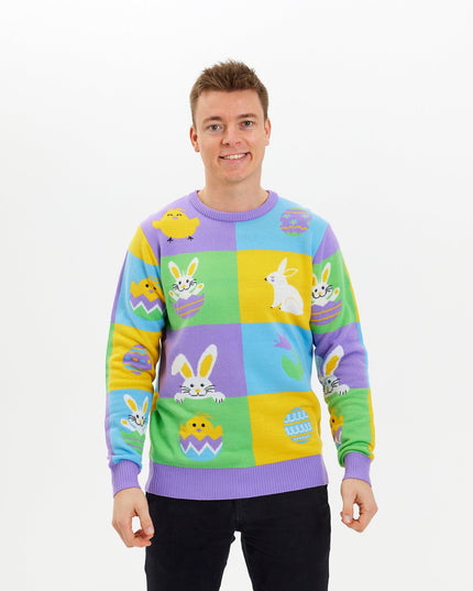 Patchwork påske-sweater til mænd