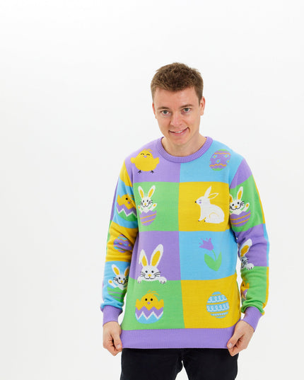 Patchwork påske-sweater til kvinder